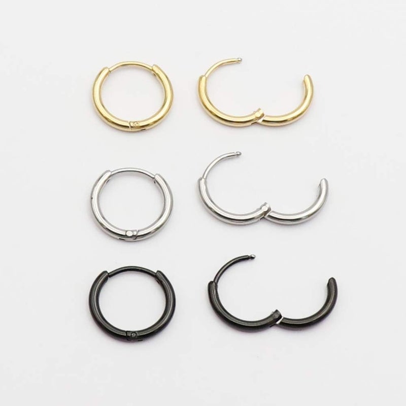 EACHLP Unisex 18K Real Gold Plating Surgical Steel Sleeper Tiny Hoop Earrings,Nose Ring Septum Ring Helix Ring Daith Ring Lip Ring Nipple Ring Snug Ring Rook Ring Body Piercing Jewelry - Image 2